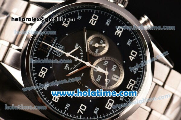 Tag Heuer Mikrograph Chrono Miyota OS10 Quartz Full Steel with Black/Grey Dial and Arabic Numeral Markers - Click Image to Close